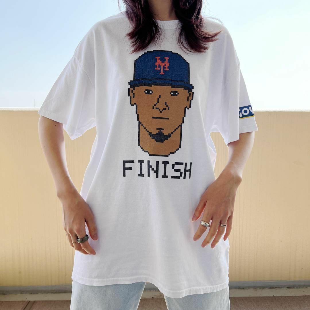 MLB(メジャーリーグベースボール)のMLB ギルダン Mets ニューヨークメッツ ドット絵プリントTシャツ L 白 メンズのトップス(Tシャツ/カットソー(半袖/袖なし))の商品写真
