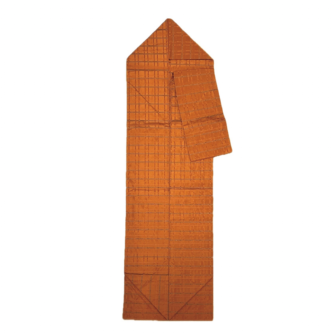 橙色格子柄名古屋帯 レディースの水着/浴衣(帯)の商品写真
