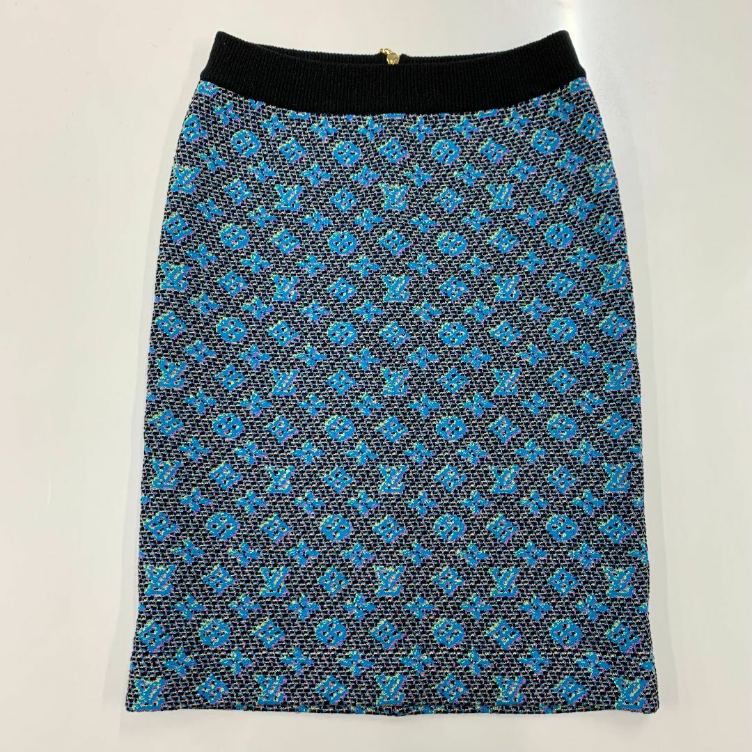 LOUIS VUITTON(ルイヴィトン)の8999 ヴィトン モノグラム ニット スカート ジップスカート ブルー系 レディースのスカート(ミニスカート)の商品写真