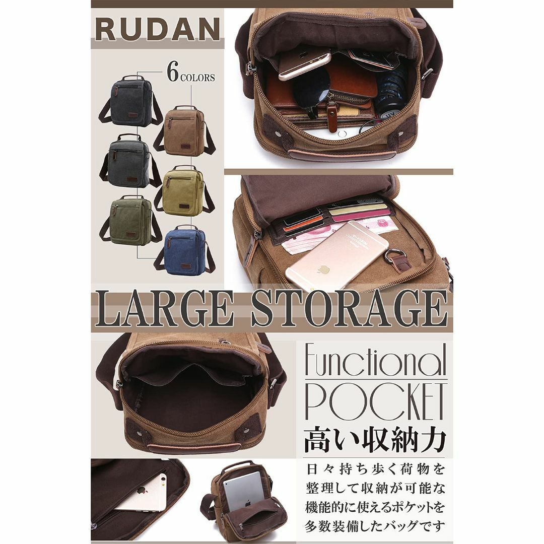 【色: ベージュカーキ】[RUDAN] ショルダーバッグ メンズ 斜めがけ 大容 メンズのバッグ(その他)の商品写真