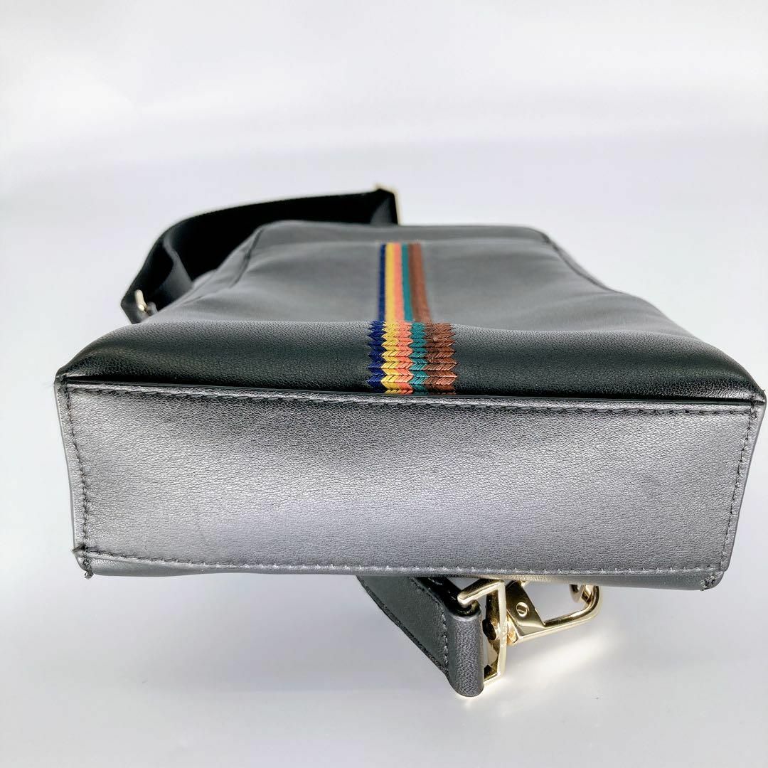 Paul Smith(ポールスミス)の✨美品✨PAUL SMITH ボディバッグ マルチストライプ ブラック　レザー メンズのバッグ(ボディーバッグ)の商品写真