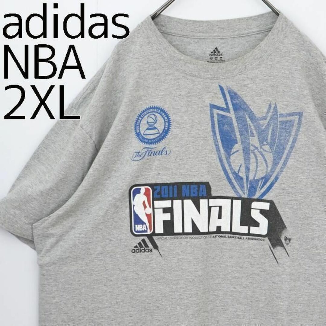 adidas(アディダス)のアディダス NBAファイナル2011 プリントTシャツ 2XL グレー 青 黒 メンズのトップス(Tシャツ/カットソー(半袖/袖なし))の商品写真