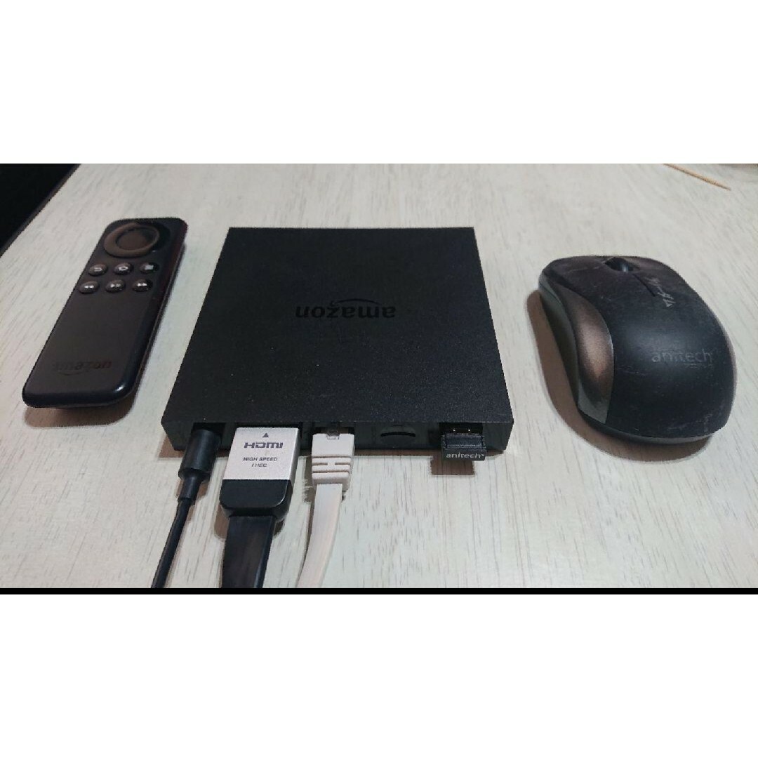 Amazon(アマゾン)のfire tv 4K 第二世代　有線 LAN 搭載　USB無線マウス付き スマホ/家電/カメラのテレビ/映像機器(その他)の商品写真