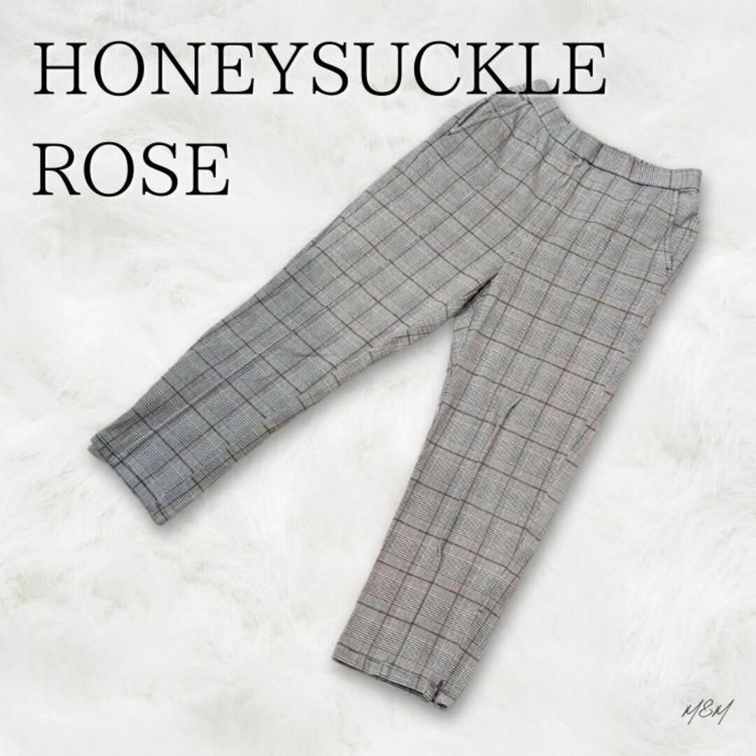 HONEYSUCKLE ROSE パンツ ストレート チェック ウエストゴム L レディースのパンツ(チノパン)の商品写真