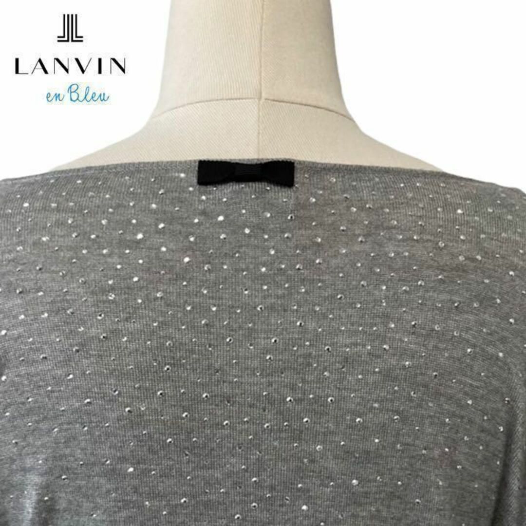 LANVIN en Bleu(ランバンオンブルー)のLANVIN ランバン　オン　ブルー　カットソー　ブラウス　リボン　切替 レディースのワンピース(ひざ丈ワンピース)の商品写真