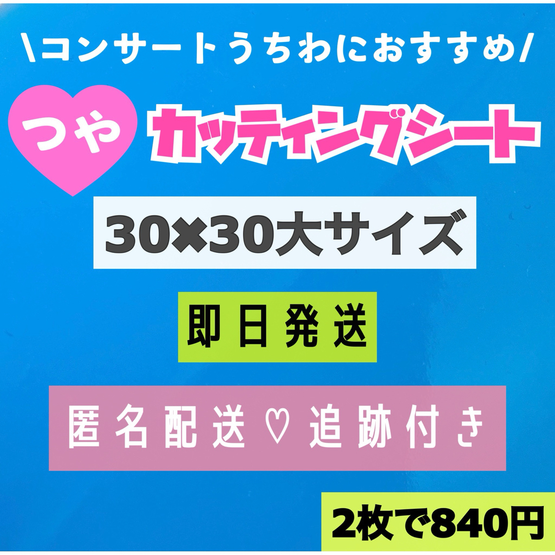 艶あり うちわ用 規定外 対応サイズ カッティングシート 水色　2枚 エンタメ/ホビーのタレントグッズ(アイドルグッズ)の商品写真