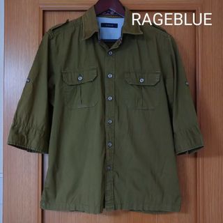 RAGEBLUE - RAGEBLUE メンズ　カーキシャツ　七分丈　緑　レイジブルー　カジュアル