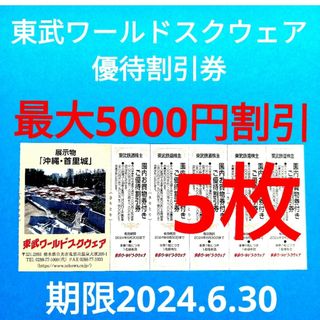 【5枚】東武ワールドスクウェア割引券5枚(遊園地/テーマパーク)