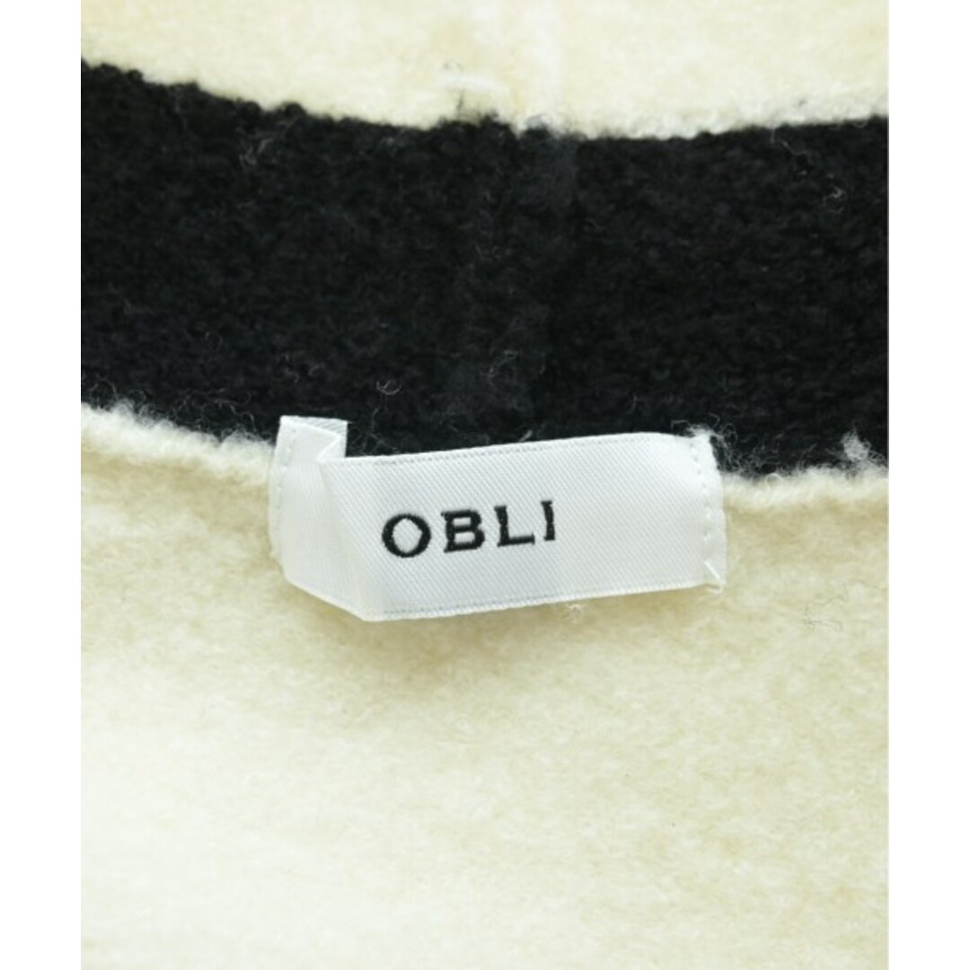 OBLI(オブリ)のOBLI オブリー カーディガン -(XL位) 白x黒 【古着】【中古】 レディースのトップス(カーディガン)の商品写真