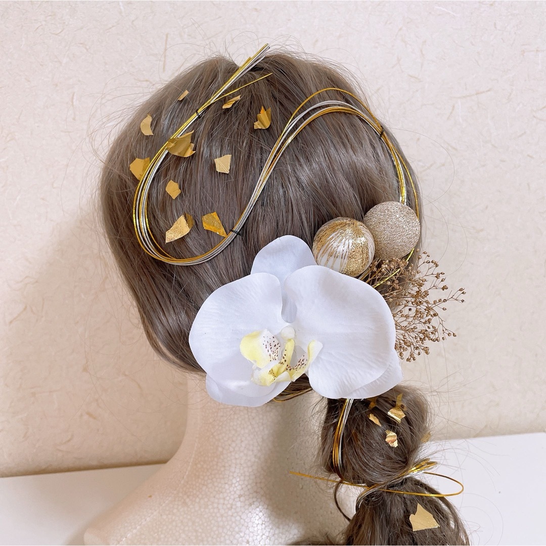 胡蝶蘭髪飾り レディースのヘアアクセサリー(ヘアピン)の商品写真