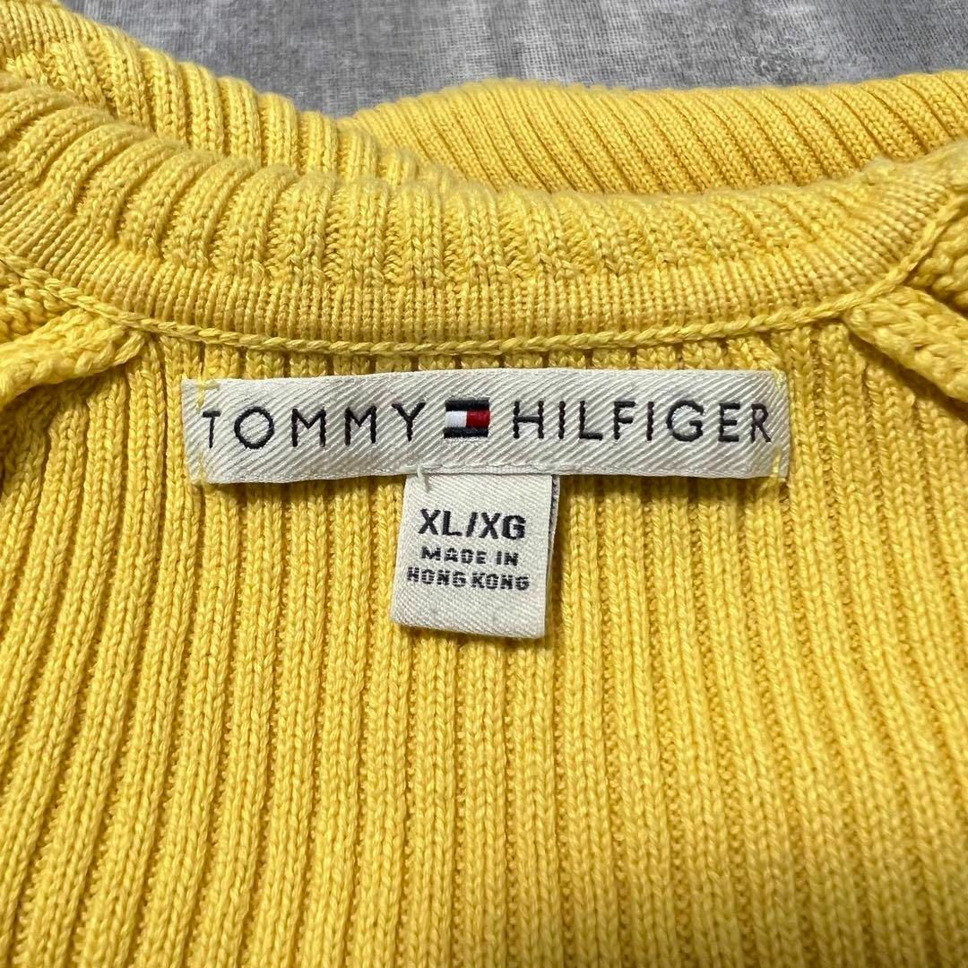 TOMMY HILFIGER(トミーヒルフィガー)のTOMMY HILFIGER ケーブル リブニット ハイネック イエロー XL レディースのトップス(ニット/セーター)の商品写真