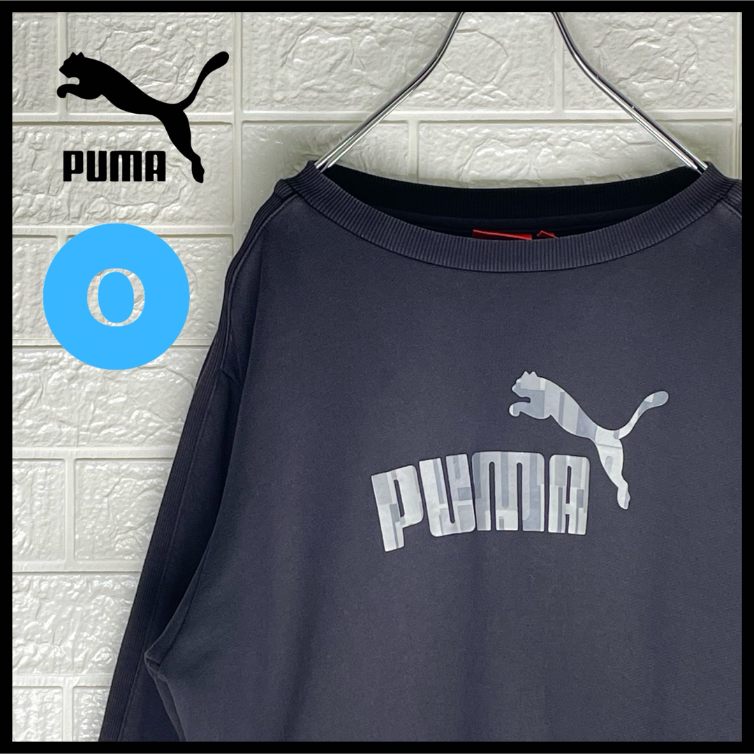 PUMA(プーマ)のプーマ　ビッグロゴ入り　トレーナー　黒　 XLサイズ メンズのトップス(スウェット)の商品写真