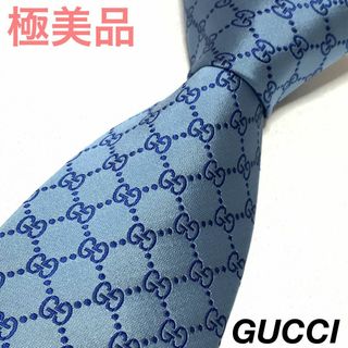 グッチ(Gucci)の☆極美品 試着程度☆GUCCI gg総柄 ブルー ネクタイ #0239s61(ネクタイ)