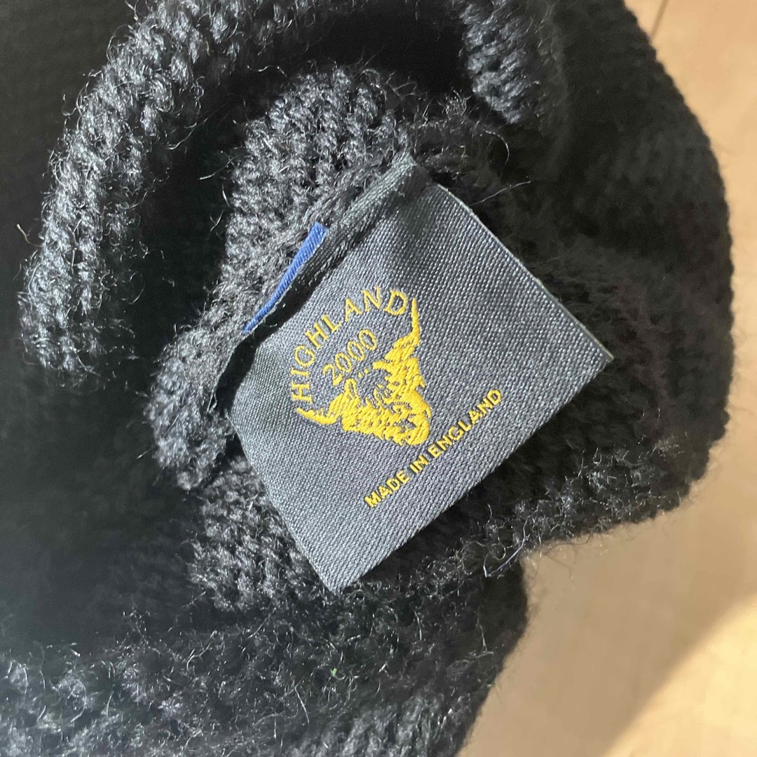 INVERALLAN(インバーアラン)の美品 英国製 ハイランド2000 ボビーニットキャップ 黒 ミリタリー メンズの帽子(ニット帽/ビーニー)の商品写真