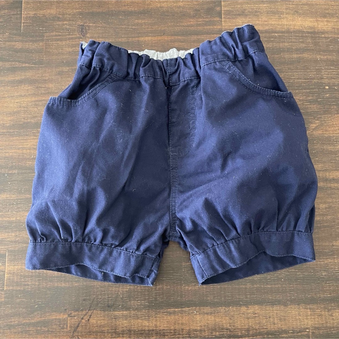MUJI (無印良品)(ムジルシリョウヒン)の無印良品 ベビー ショートパンツ 80 紺 かぼちゃパンツ ブルマ キッズ/ベビー/マタニティのベビー服(~85cm)(パンツ)の商品写真