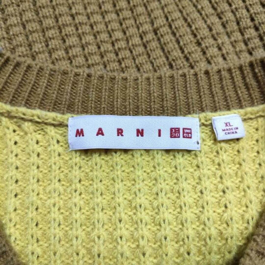 Marni(マルニ)のMARNI(マルニ) 長袖セーター サイズXL レディース - ブラウン×イエロー×黒 Vネック/UNIQLOコラボ レディースのトップス(ニット/セーター)の商品写真