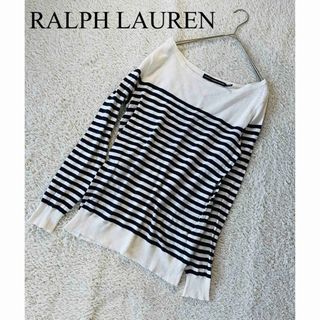 ポロラルフローレン(POLO RALPH LAUREN)の美品　ポロ　ラルフローレン　トップス　ボーダー　リネン　麻　ニット　人気　完売(カットソー(長袖/七分))