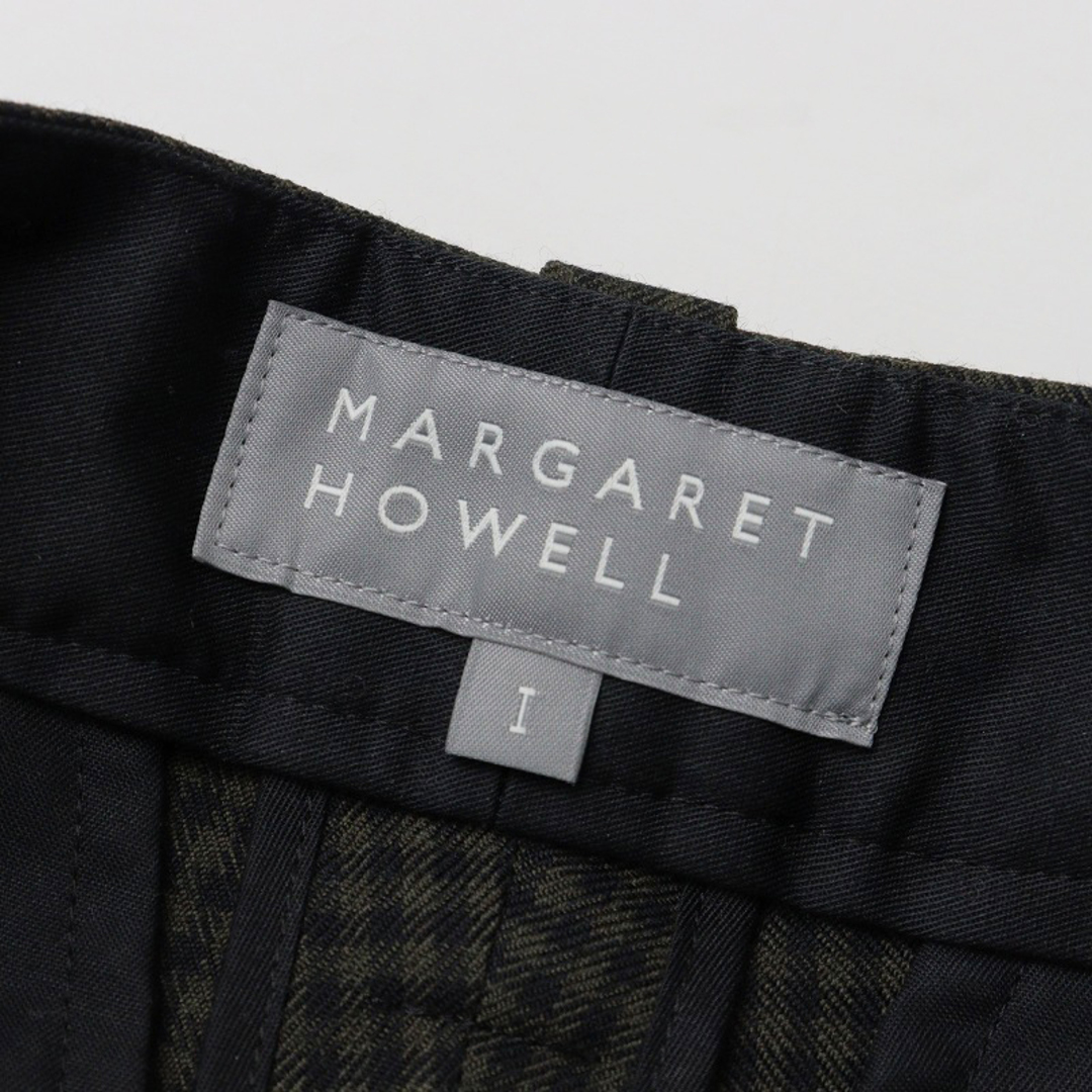 MARGARET HOWELL(マーガレットハウエル)の2023AW マーガレットハウエル MARGARET HOWELL GINGHAM WOOL TWILL ギンガムチェック ウール ツイルパンツ 1/グリーン-. 【2400013728607】 レディースのパンツ(カジュアルパンツ)の商品写真