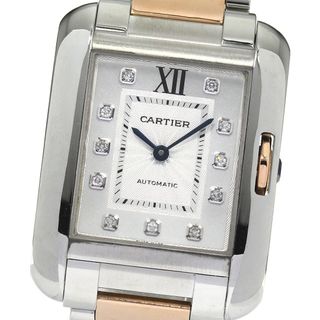 カルティエ(Cartier)のカルティエ CARTIER WT100025 タンクアングレーズLM 11Pダイヤ 自動巻き ボーイズ 美品 _792339(腕時計(アナログ))