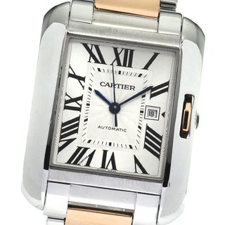 カルティエ(Cartier)のカルティエ CARTIER W5310037 タンクアングレーズLM デイト 自動巻き メンズ 良品 _792342(腕時計(アナログ))