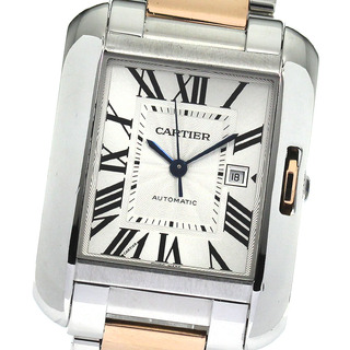 カルティエ(Cartier)のカルティエ CARTIER W5310037 タンクアングレーズLM デイト 自動巻き メンズ 良品 _792342(腕時計(アナログ))