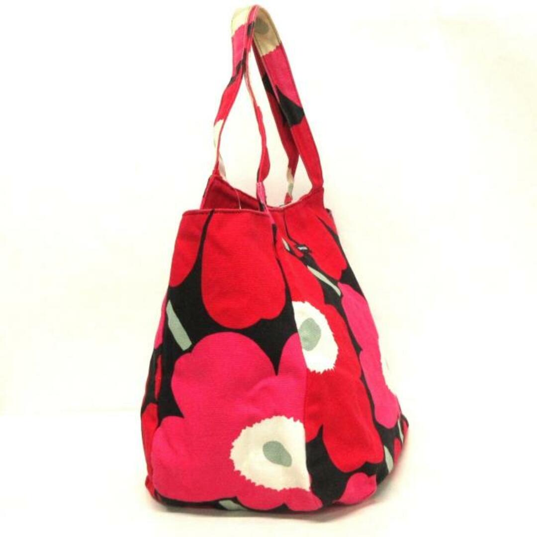 marimekko(マリメッコ)のmarimekko(マリメッコ) トートバッグ - 黒×ピンク×マルチ ウニッコ キャンバス レディースのバッグ(トートバッグ)の商品写真
