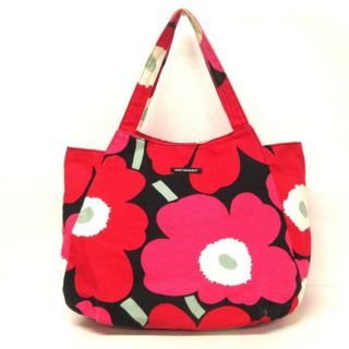 マリメッコ(marimekko)のmarimekko(マリメッコ) トートバッグ - 黒×ピンク×マルチ ウニッコ キャンバス(トートバッグ)