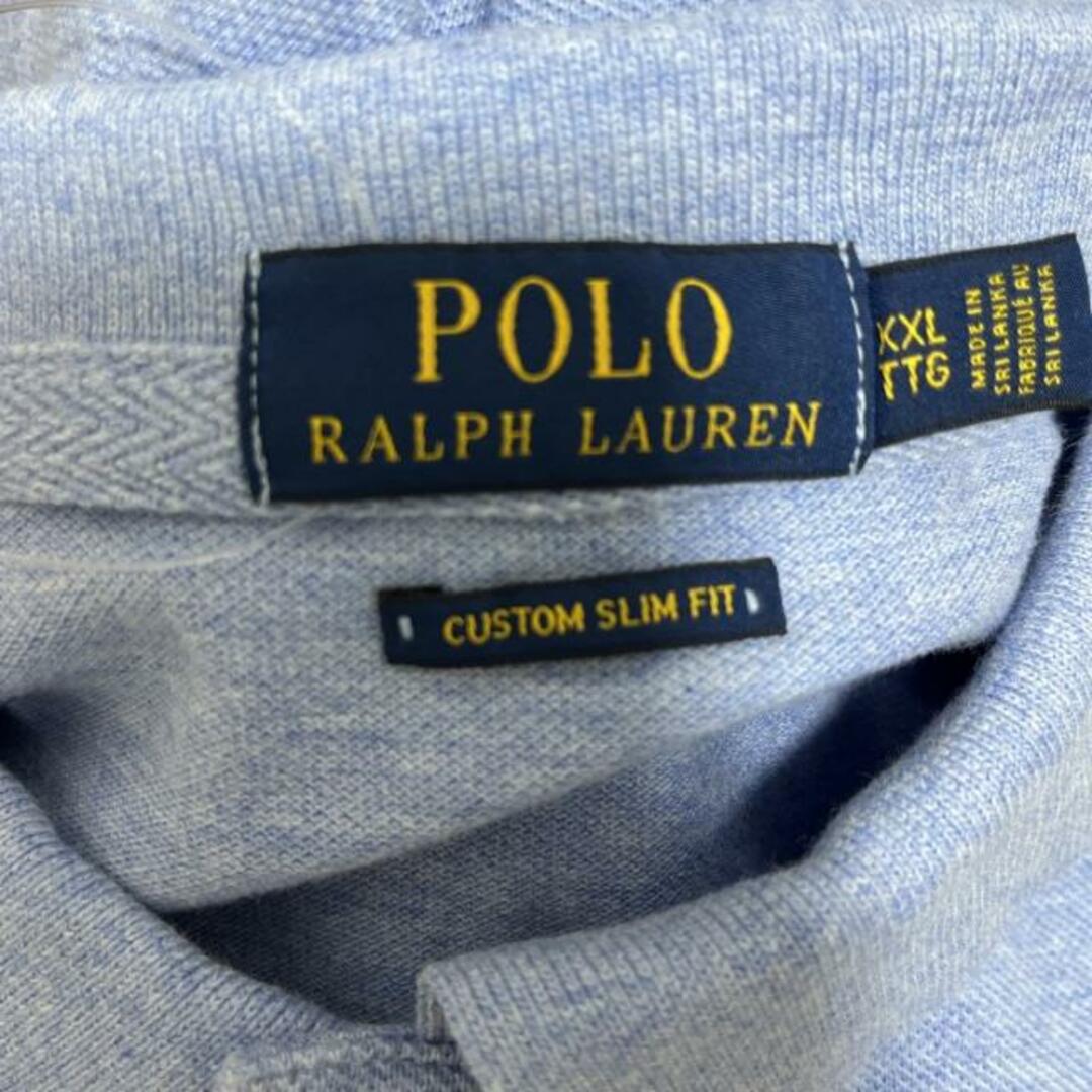 POLO RALPH LAUREN(ポロラルフローレン)のPOLObyRalphLauren(ポロラルフローレン) 半袖ポロシャツ サイズXXL XL メンズ - ライトブルー×ダークネイビー×白 メンズのトップス(ポロシャツ)の商品写真