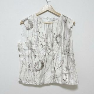 ヘルノ(HERNO)のHERNO(ヘルノ) ノースリーブカットソー レディース美品  - アイボリー×ダークブラウン 麻(カットソー(半袖/袖なし))