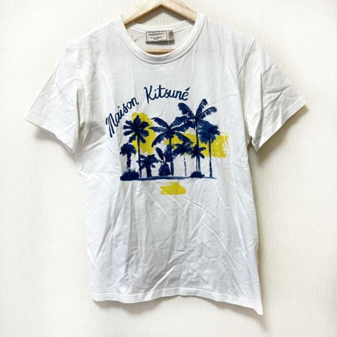 MAISON KITSUNE'(メゾンキツネ)のMAISON KITSUNE(メゾンキツネ) 半袖Tシャツ サイズXS レディース - 白×ネイビー×イエロー クルーネック レディースのトップス(Tシャツ(半袖/袖なし))の商品写真