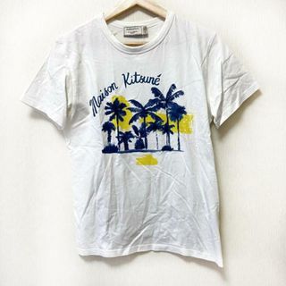 メゾンキツネ(MAISON KITSUNE')のMAISON KITSUNE(メゾンキツネ) 半袖Tシャツ サイズXS レディース - 白×ネイビー×イエロー クルーネック(Tシャツ(半袖/袖なし))