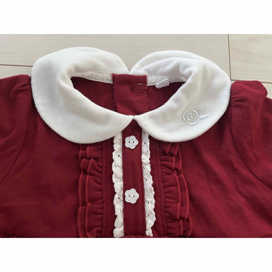 ボルドー　ワンピース キッズ/ベビー/マタニティのキッズ服女の子用(90cm~)(ワンピース)の商品写真