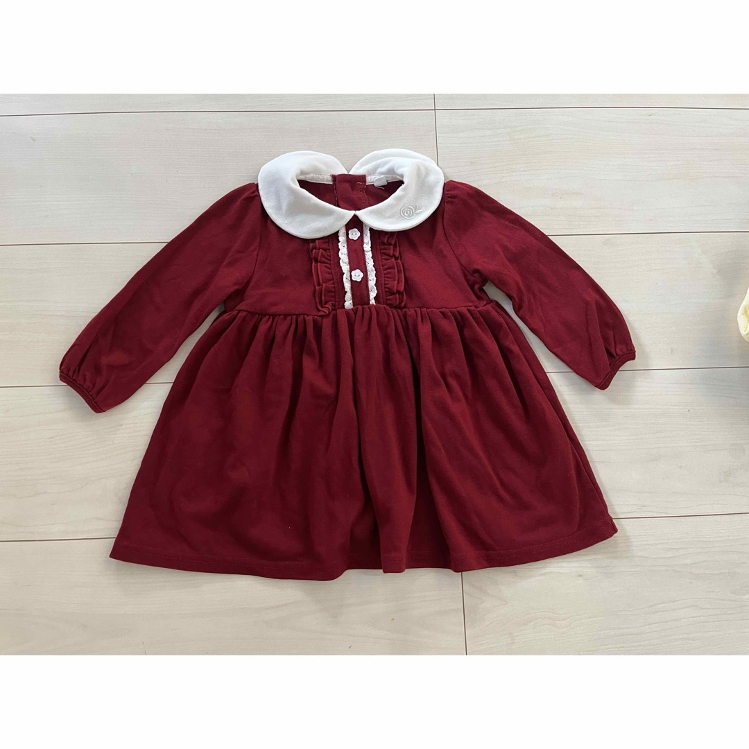 ボルドー　ワンピース キッズ/ベビー/マタニティのキッズ服女の子用(90cm~)(ワンピース)の商品写真