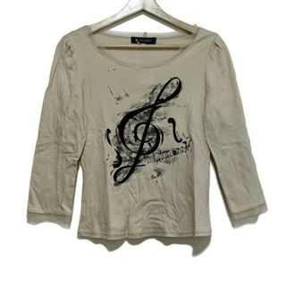 エムズグレイシー(M'S GRACY)のM'S GRACY(エムズグレイシー) 七分袖Tシャツ サイズ38 M レディース - ベージュ×黒 クルーネック/一部メッシュ(Tシャツ(長袖/七分))