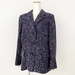 ヘルノ(HERNO)の19j3 《美品》 HERNO ヘルノ マルチツイードジャケット サイズ50 パープル レディース ブレザー 羽織 上着 TWEED 大きいサイズ イタリア製(その他)