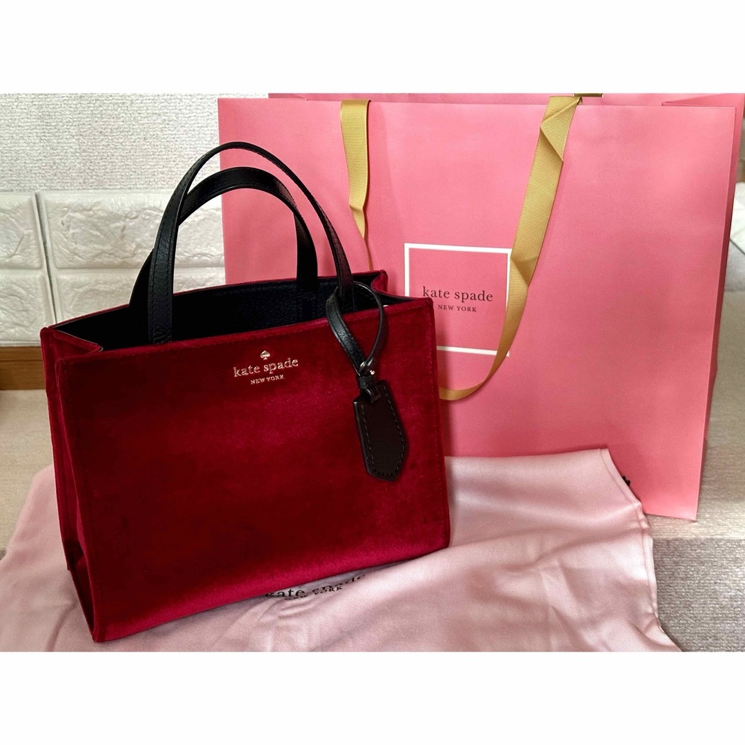 kate spade new york(ケイトスペードニューヨーク)の【正規品】♡kate spade♡2wayベロアバッグ♡ワインレッド♡ レディースのバッグ(ハンドバッグ)の商品写真