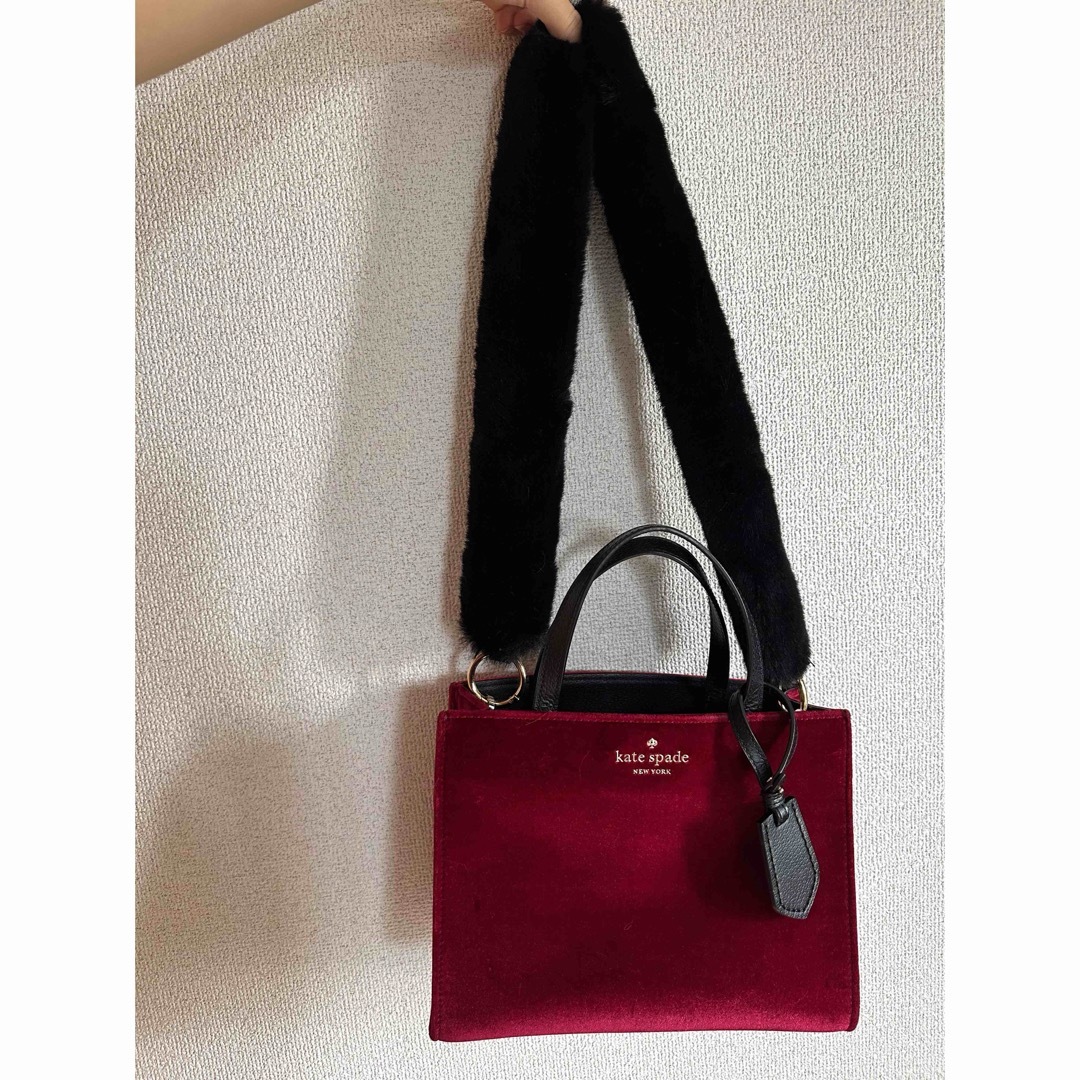 kate spade new york(ケイトスペードニューヨーク)の【正規品】♡kate spade♡2wayベロアバッグ♡ワインレッド♡ レディースのバッグ(ハンドバッグ)の商品写真