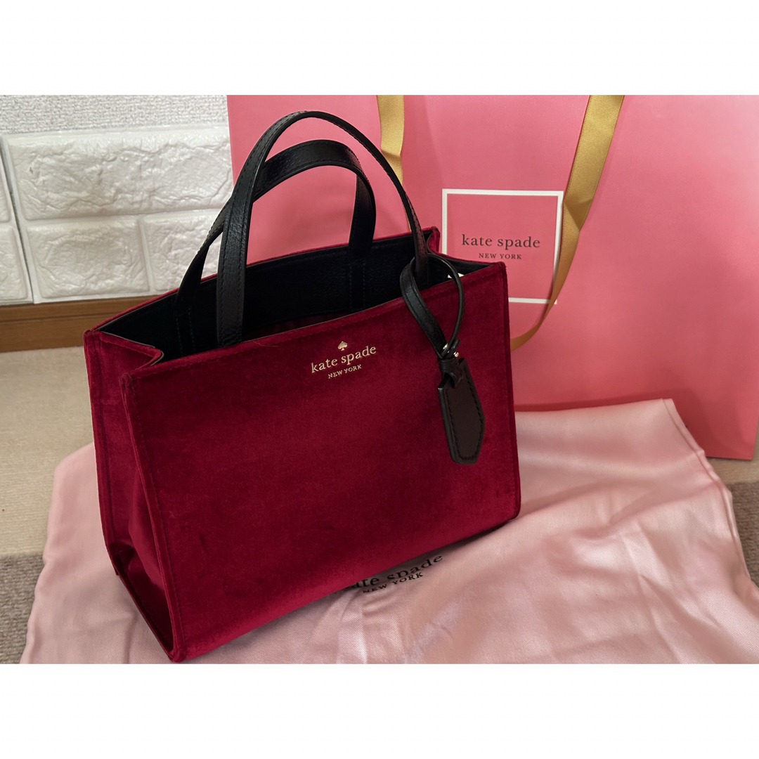 kate spade new york(ケイトスペードニューヨーク)の【正規品】♡kate spade♡2wayベロアバッグ♡ワインレッド♡ レディースのバッグ(ハンドバッグ)の商品写真