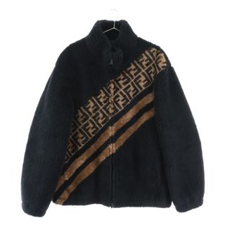 FENDI フェンディ 19AW ズッカ柄シープスキン切り替え ダブルジップアップ フリースジャケット ブラック FW0948 A901