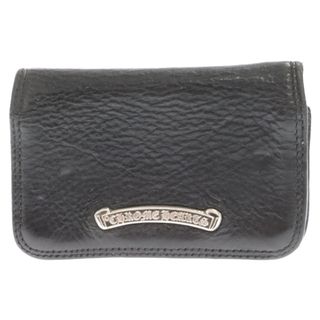 クロムハーツ(Chrome Hearts)のCHROME HEARTS クロムハーツ SCROLL LOGO CARD CASE/カードケース レザーカードケース ブラック(名刺入れ/定期入れ)