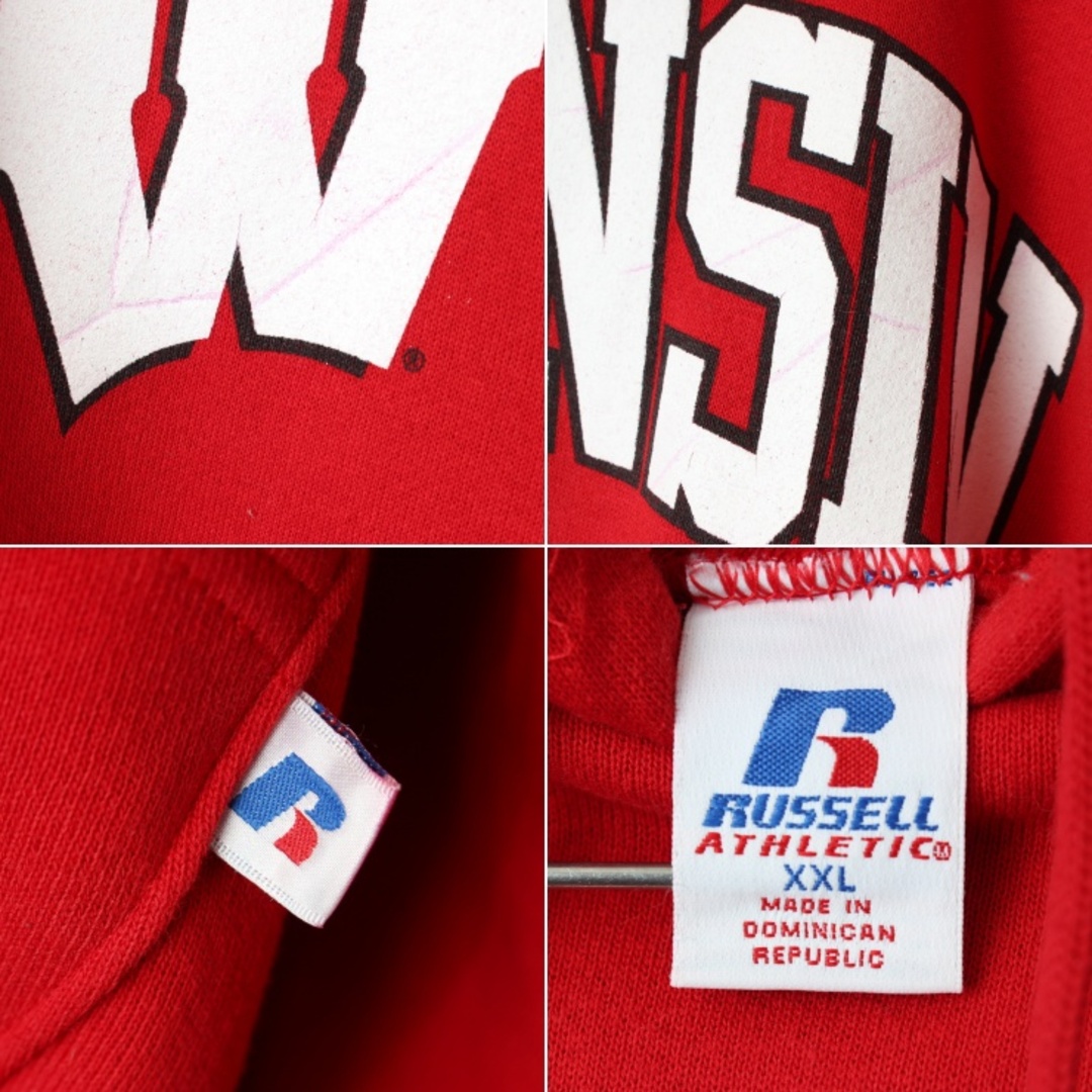 Russell Athletic(ラッセルアスレティック)のビッグサイズ ラッセルアスレティック スウェットパーカー レッドXXL ss80 メンズのトップス(パーカー)の商品写真