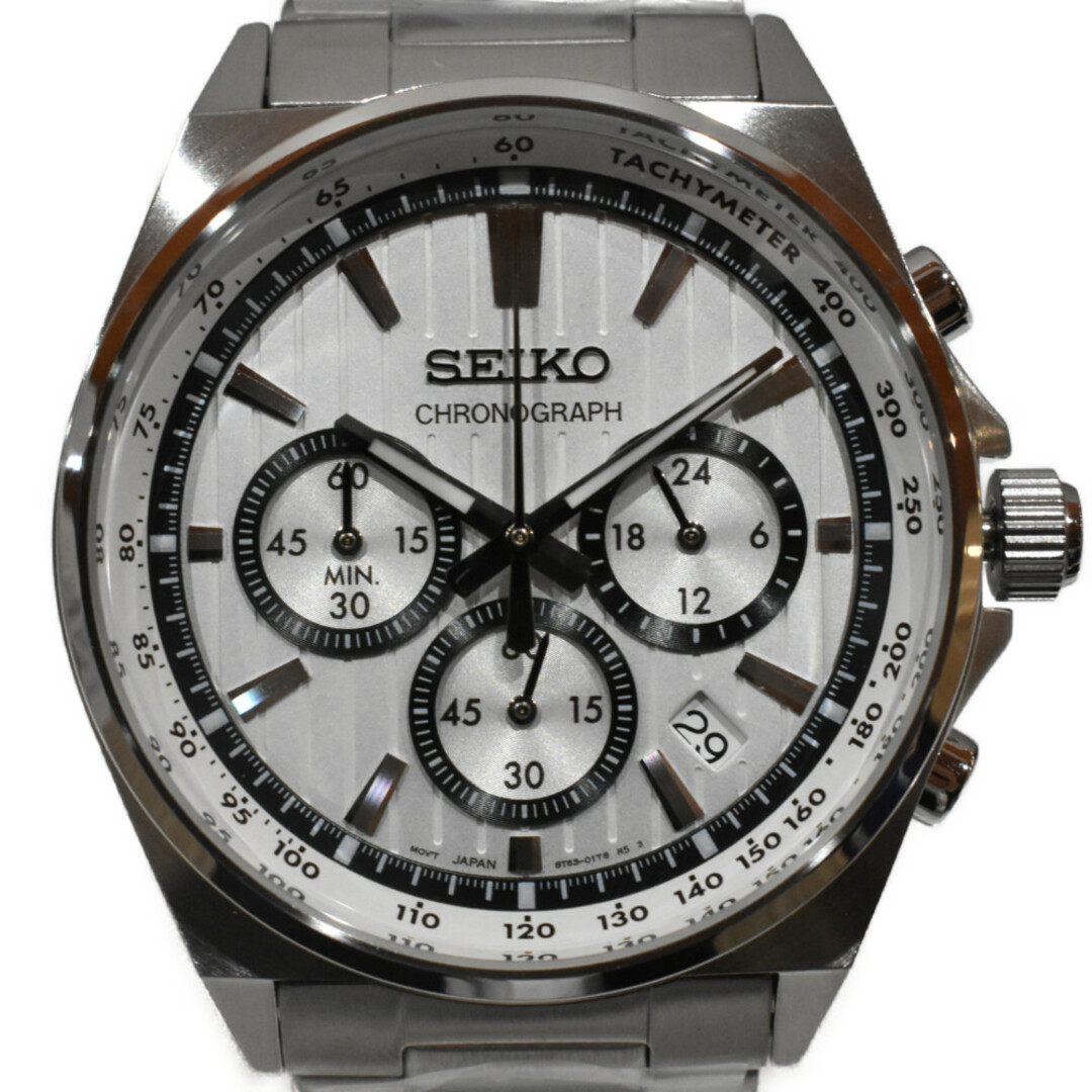 SEIKO(セイコー)の【箱・保証書あり】 SEIKO　セイコー　セイコーセレクション　SBTR031　ステンレススチール　クオーツ　腕時計　日付表示　クロノグラフ機能　ホワイト　ブラック　シルバー　メンズ　ギフト　プレゼント包装可【中古】松山久万ノ台店 メンズの時計(腕時計(アナログ))の商品写真