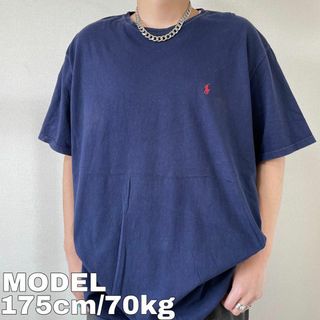 ポロバイラルフローレン 無地ポニー刺繍Tシャツ 2XL ネイビー 紺 レッド 赤(Tシャツ/カットソー(半袖/袖なし))