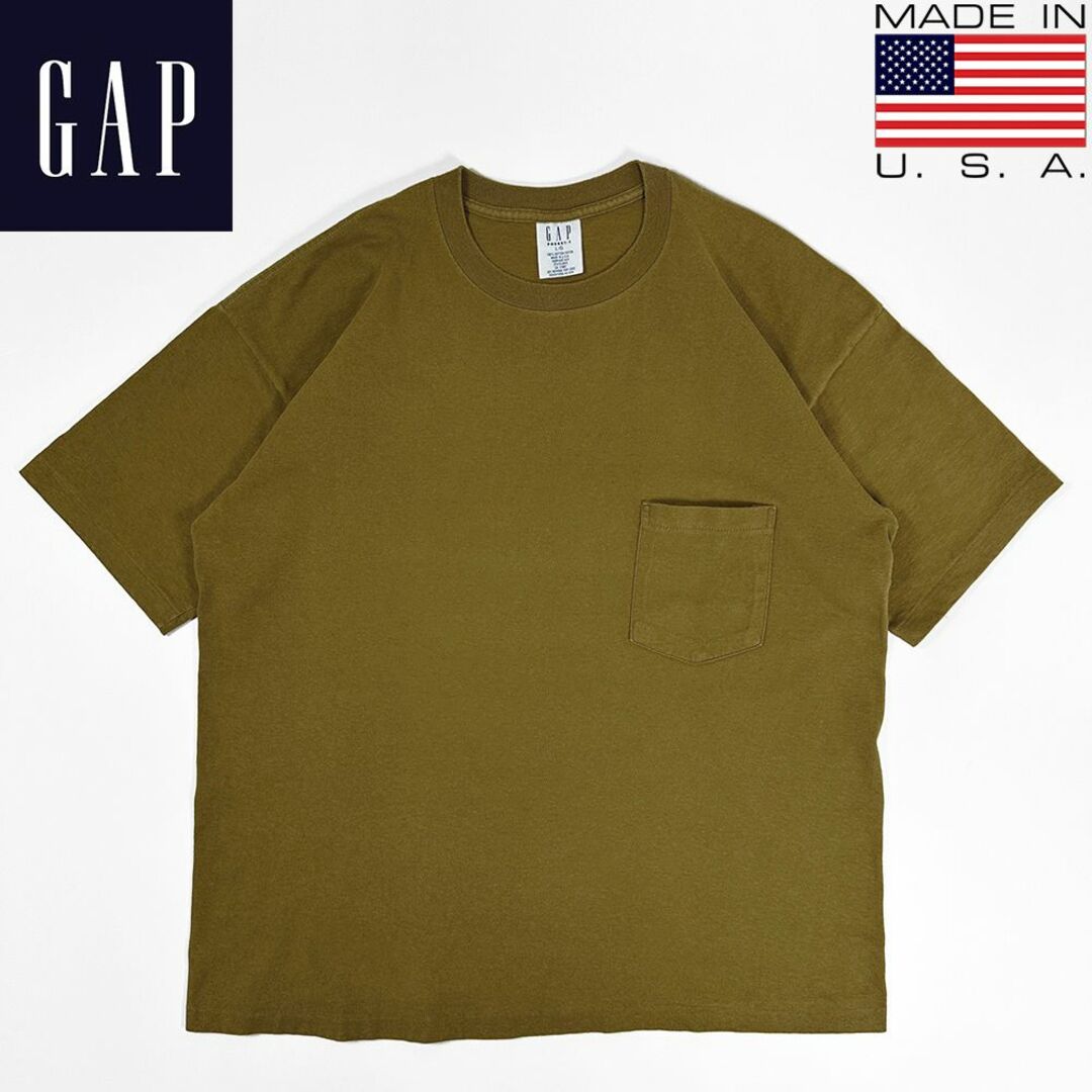 GAP(ギャップ)の90s ビンテージ◎USA製 美品 OLD GAP ポケット Tシャツ 濃カラシ メンズのトップス(Tシャツ/カットソー(半袖/袖なし))の商品写真