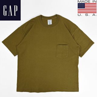 ギャップ(GAP)の90s ビンテージ◎USA製 美品 OLD GAP ポケット Tシャツ 濃カラシ(Tシャツ/カットソー(半袖/袖なし))