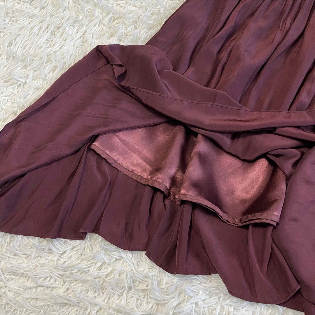 allureville(アルアバイル)のアルアバイル　フレアスカート　ワインレッド　1サイズ レディースのスカート(ひざ丈スカート)の商品写真