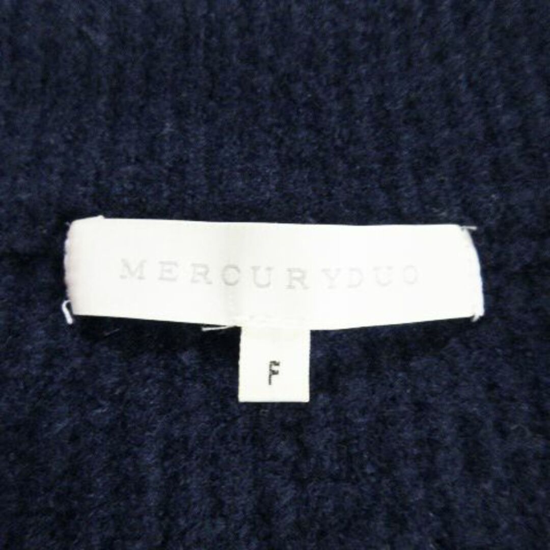 MERCURYDUO(マーキュリーデュオ)のMERCURYDUO ひざ丈ニットワンピース 長袖 F 紺 210708MN2A レディースのワンピース(ひざ丈ワンピース)の商品写真