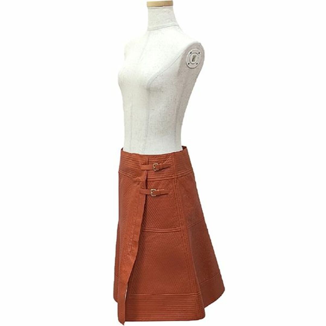 Hermes(エルメス)のエルメス スカート レディース ウィメンズ #36 ラムスキン レザー オレンジ 未使用 1970 レディースのスカート(ひざ丈スカート)の商品写真
