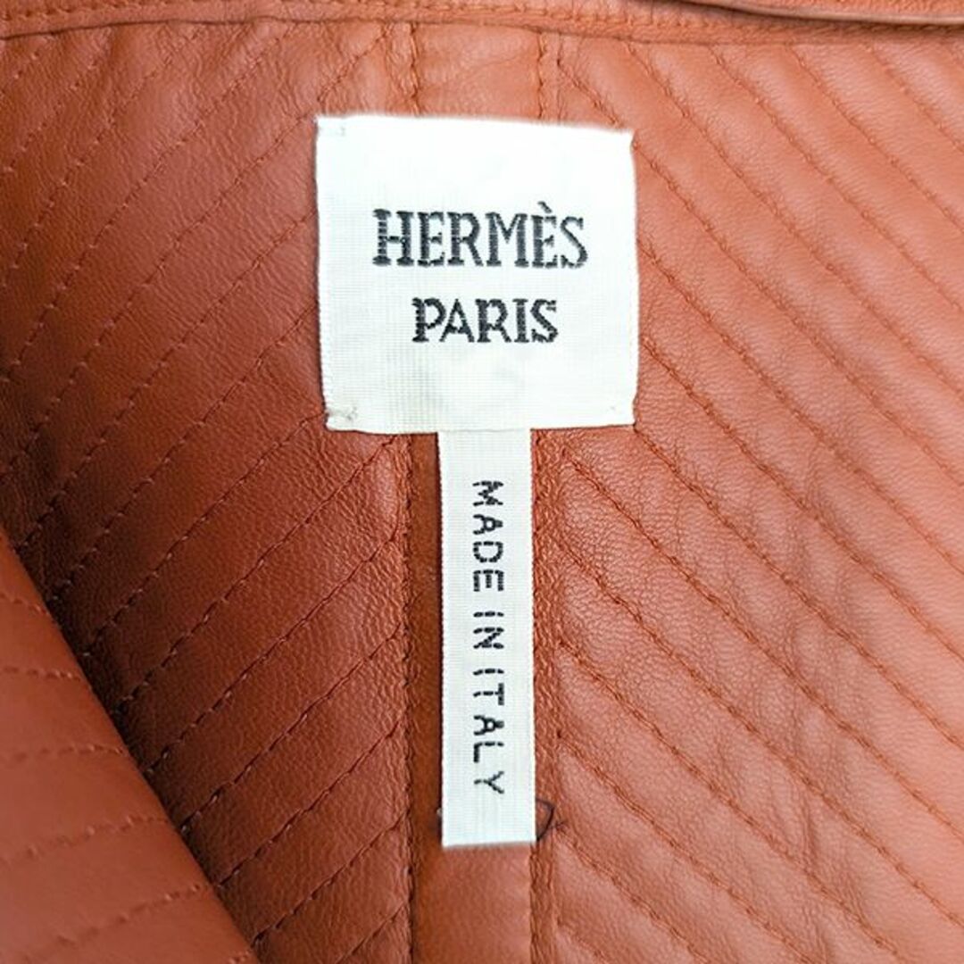 Hermes(エルメス)のエルメス スカート レディース ウィメンズ #36 ラムスキン レザー オレンジ 未使用 1970 レディースのスカート(ひざ丈スカート)の商品写真