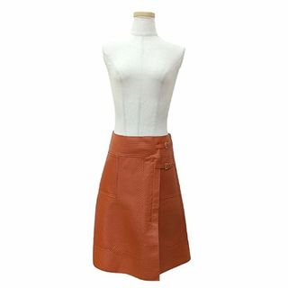 エルメス(Hermes)のエルメス スカート レディース ウィメンズ #36 ラムスキン レザー オレンジ 未使用 1970(ひざ丈スカート)